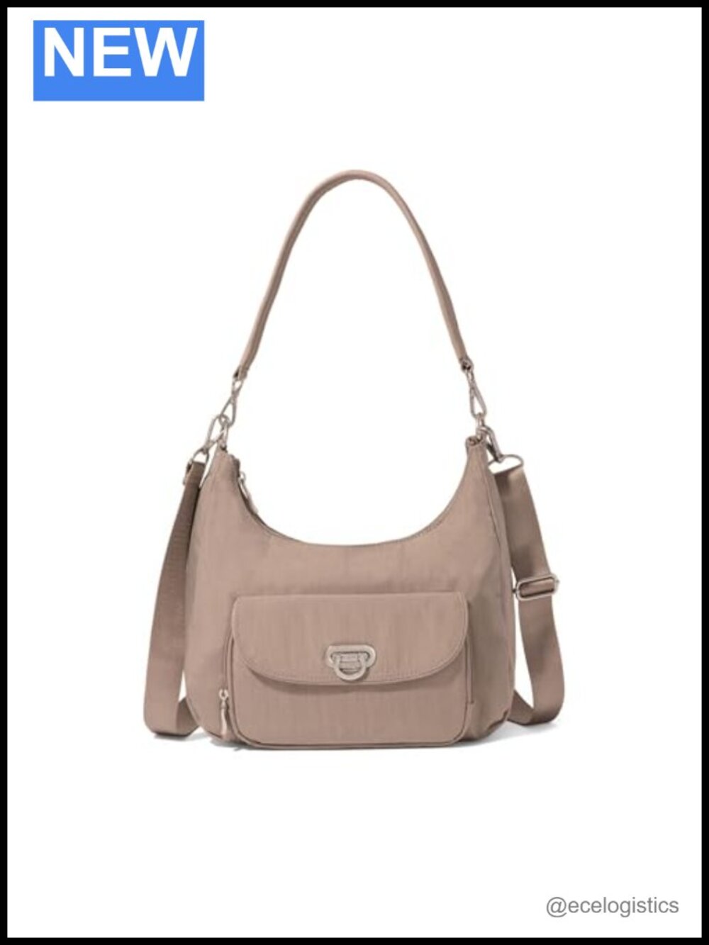 Nylon Crossbody Bag with RFID Protection Adjustable Strap Half Moon